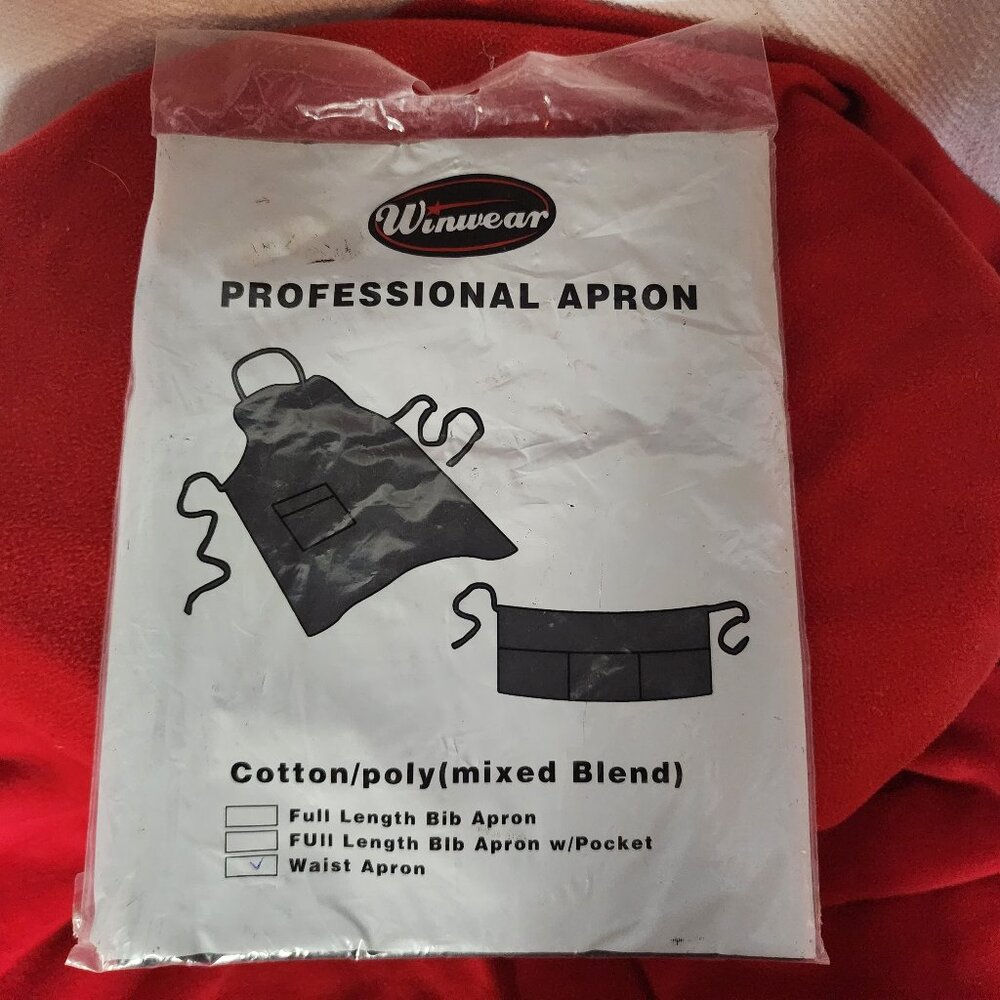 Winwear Black Cotton Poly Three Pocket WA-1221 Professional Waist Apron OSFM